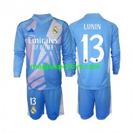 Completo Calcio Real Madrid Andriy Lunin 13 Portiere Bambino Divisa Prima 2024-2025 ML
